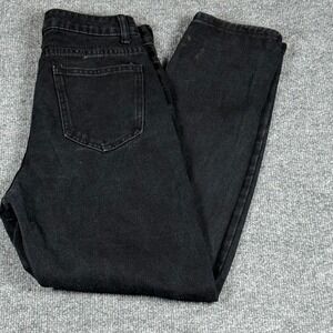 Grunge Distressed Black Denim Jeans Women's XS Ripped Pockets High Rise 26x28